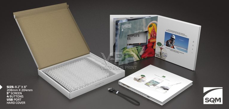 Premium Video Book Mailer opened to reveal embedded screen