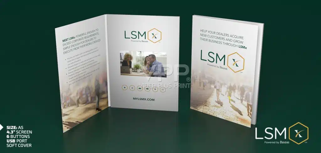 Elegant video brochure with matte finish and LCD screen