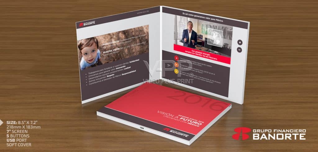 Video Brochure with built-in LCD screen for marketing presentations.