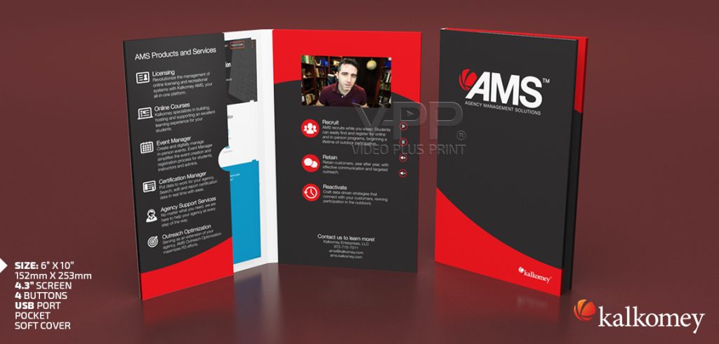 Compact Video Folder with embedded screen.
