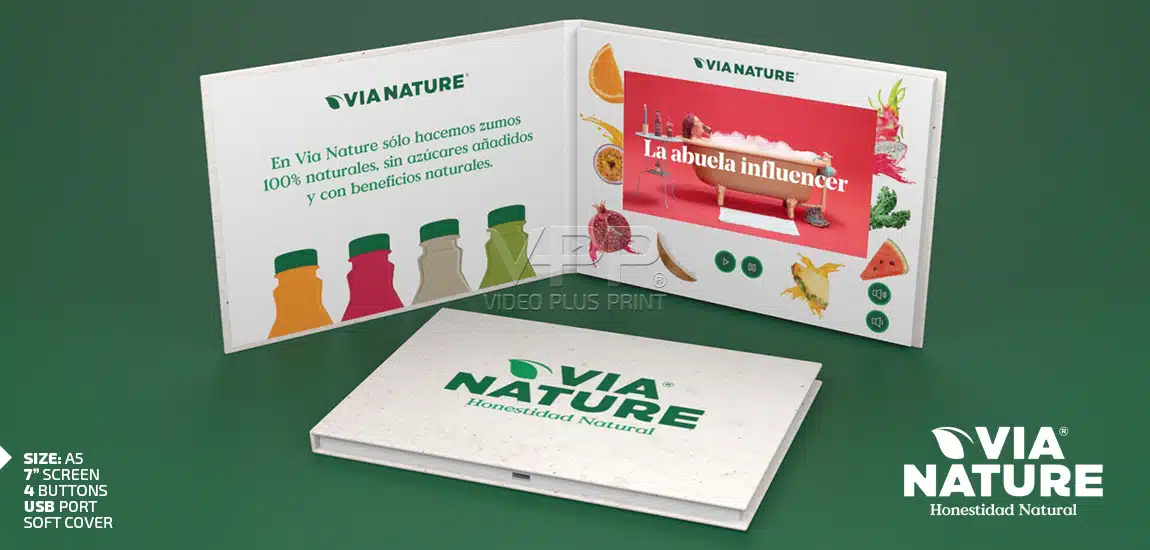 Elegant Video Brochures open to reveal product video