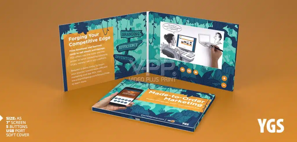 Video Brochures on a conference welcome table