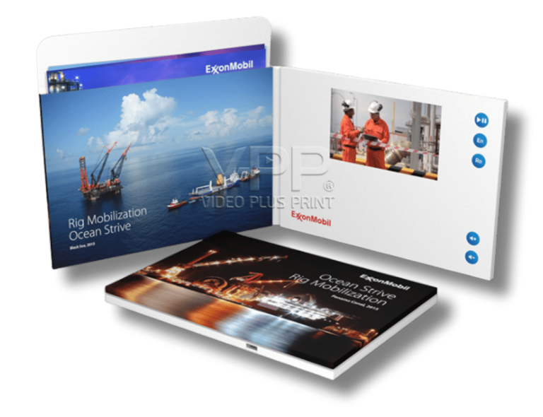 Open Video Folder with embedded screen and branded inserts